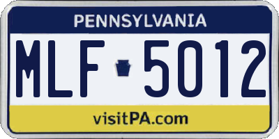 PA license plate MLF5012