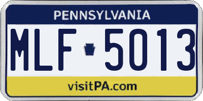 PA license plate MLF5013