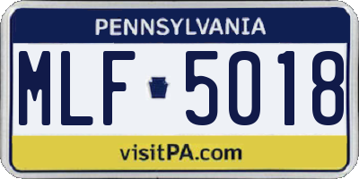 PA license plate MLF5018
