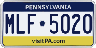 PA license plate MLF5020