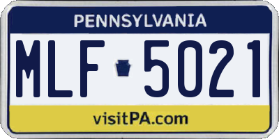 PA license plate MLF5021
