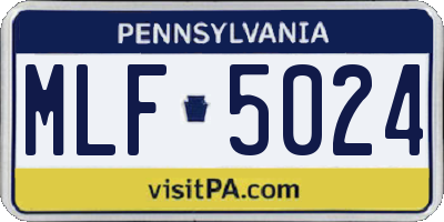 PA license plate MLF5024
