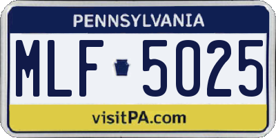 PA license plate MLF5025