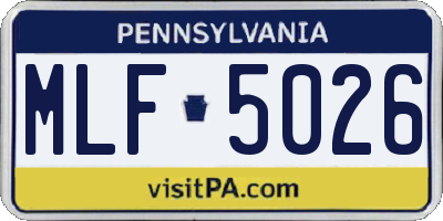 PA license plate MLF5026