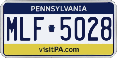 PA license plate MLF5028