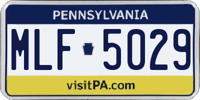 PA license plate MLF5029