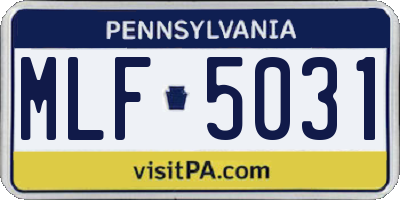 PA license plate MLF5031