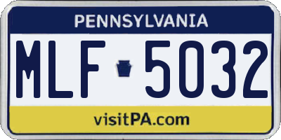 PA license plate MLF5032