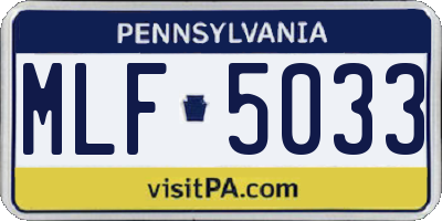 PA license plate MLF5033