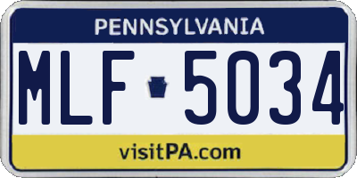 PA license plate MLF5034