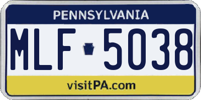 PA license plate MLF5038