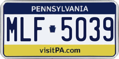 PA license plate MLF5039