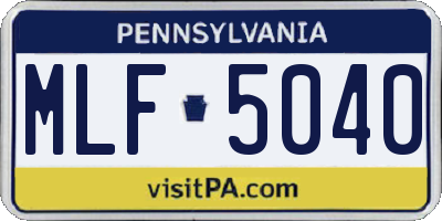 PA license plate MLF5040