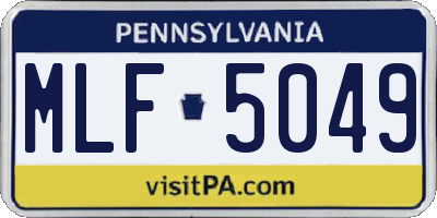 PA license plate MLF5049