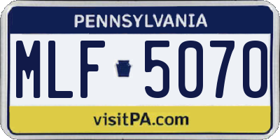 PA license plate MLF5070