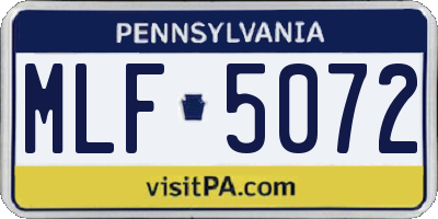 PA license plate MLF5072