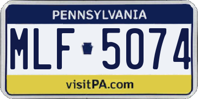 PA license plate MLF5074