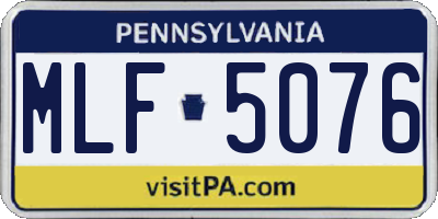 PA license plate MLF5076