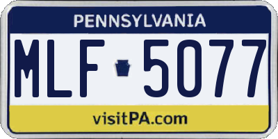 PA license plate MLF5077