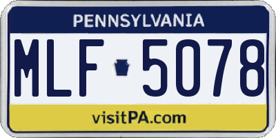 PA license plate MLF5078