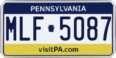 PA license plate MLF5087