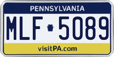 PA license plate MLF5089