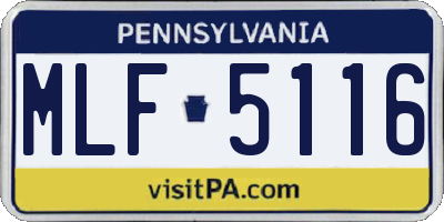 PA license plate MLF5116