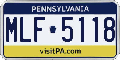 PA license plate MLF5118