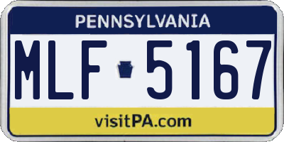 PA license plate MLF5167