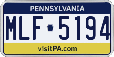 PA license plate MLF5194