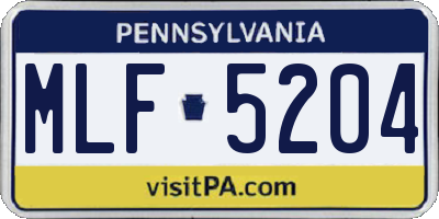 PA license plate MLF5204