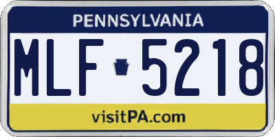 PA license plate MLF5218