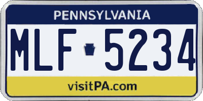 PA license plate MLF5234