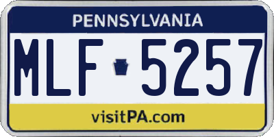 PA license plate MLF5257