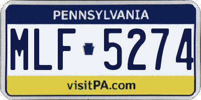 PA license plate MLF5274