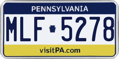 PA license plate MLF5278
