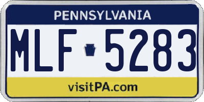 PA license plate MLF5283