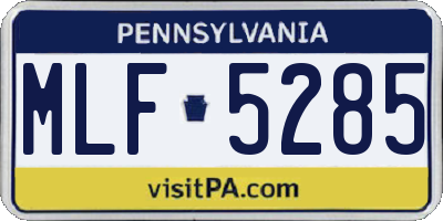 PA license plate MLF5285