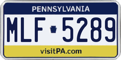 PA license plate MLF5289