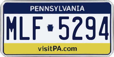 PA license plate MLF5294
