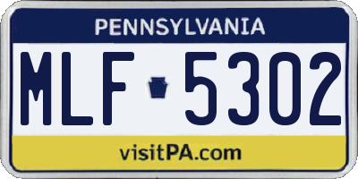 PA license plate MLF5302
