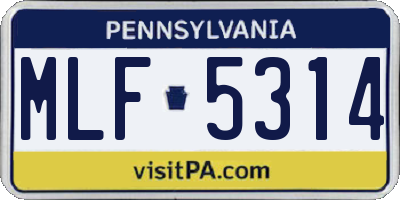 PA license plate MLF5314