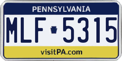 PA license plate MLF5315