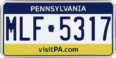 PA license plate MLF5317