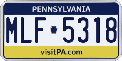 PA license plate MLF5318