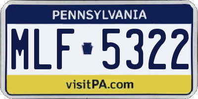 PA license plate MLF5322