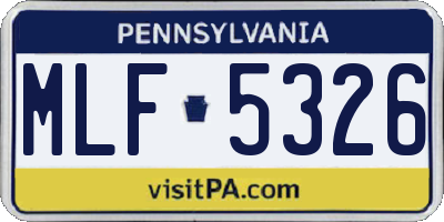 PA license plate MLF5326