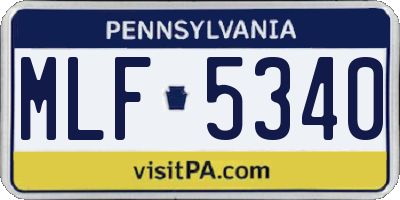 PA license plate MLF5340