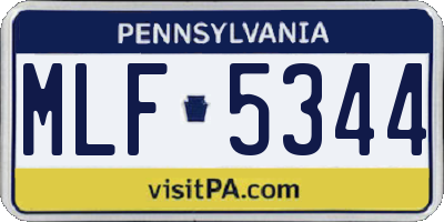 PA license plate MLF5344