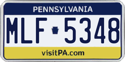 PA license plate MLF5348